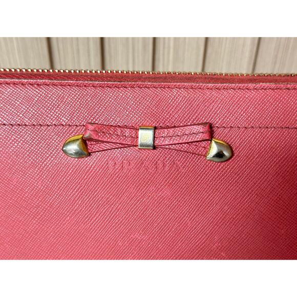 PRADA Saffiano Leather Zip Around Long Wallet in Dusty Pink - Picture 5 of 14